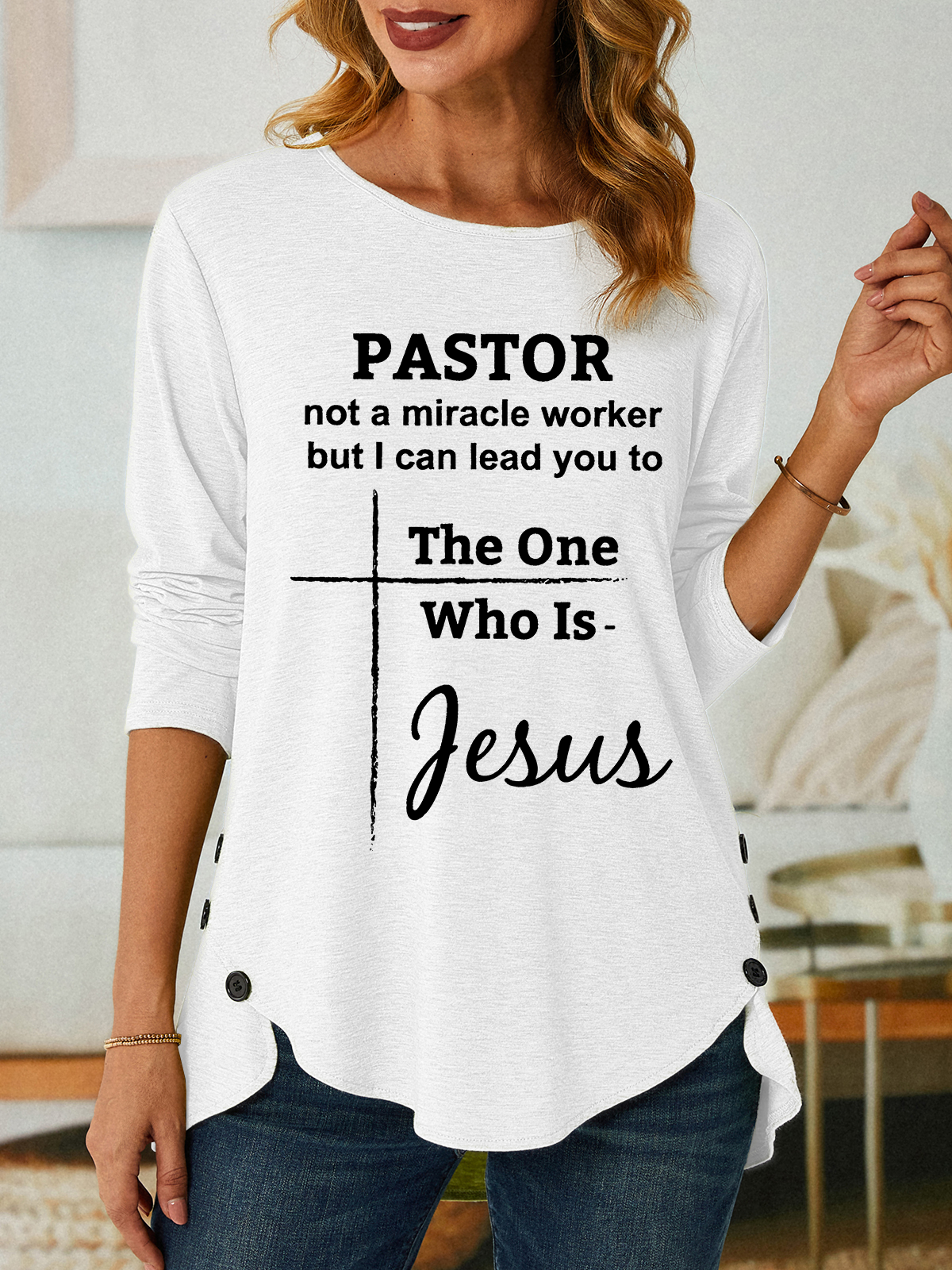 Pastor Not A Miracle Worker Classic Three-Button Crew Neck T-Shirt