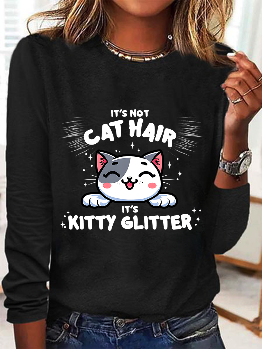 Kitty Glitter Casual Long Sleeve Shirt