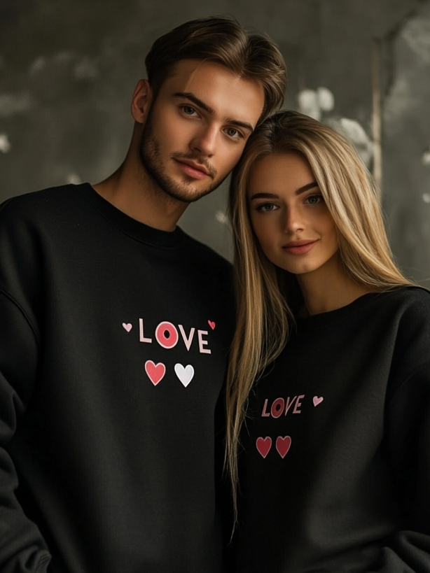 Unisex Casual Loose Valentine's Day Crew Neck Sweatshirt