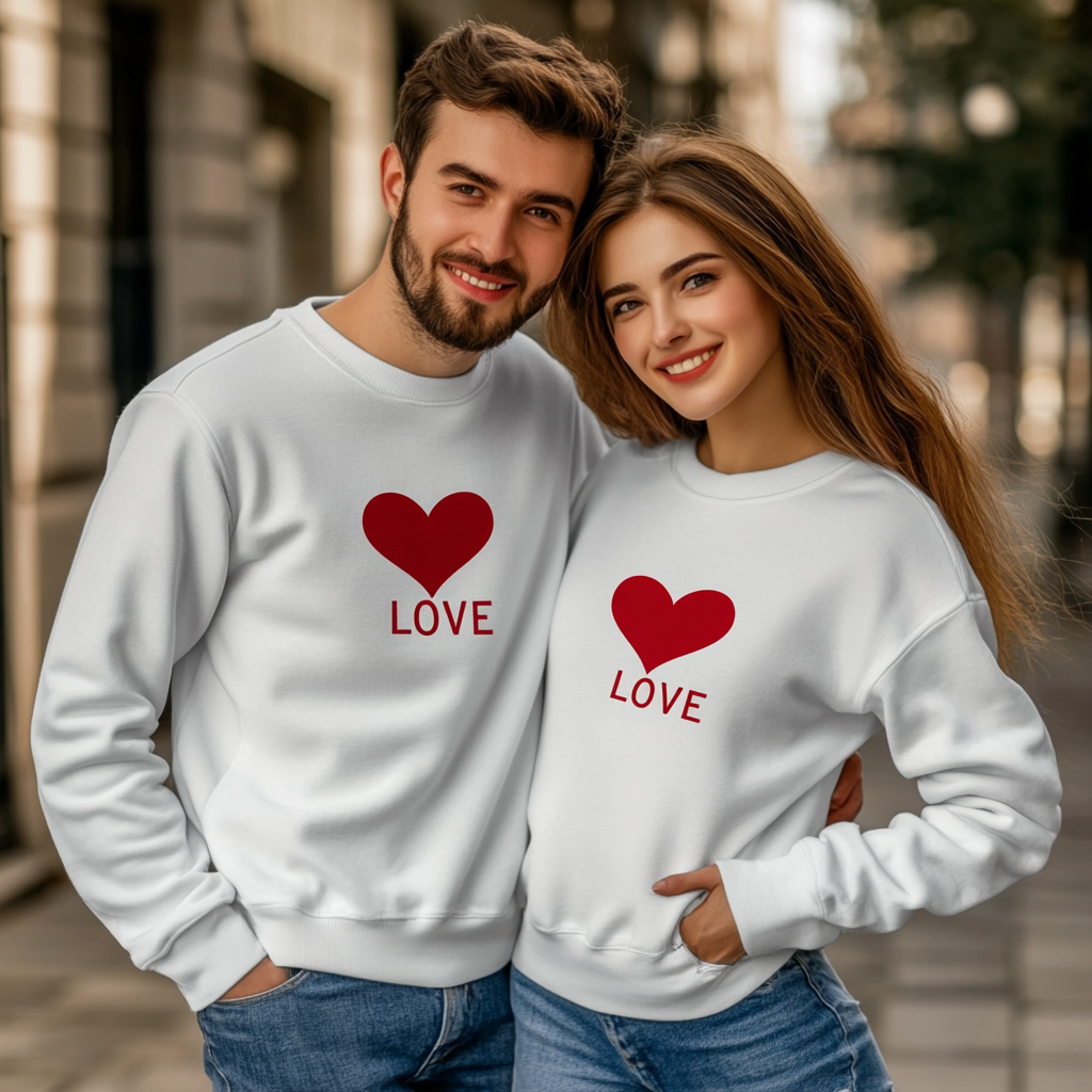 Unisex Casual Loose Valentine's Day Crew Neck Sweatshirt