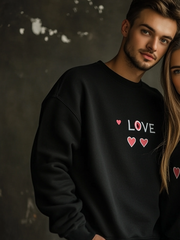 Unisex Casual Loose Valentine's Day Crew Neck Sweatshirt