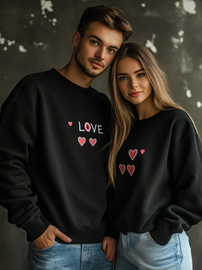 Unisex Casual Loose Valentine's Day Crew Neck Sweatshirt