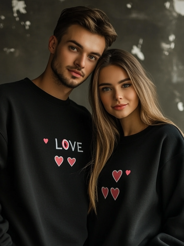 Unisex Casual Loose Valentine's Day Crew Neck Sweatshirt