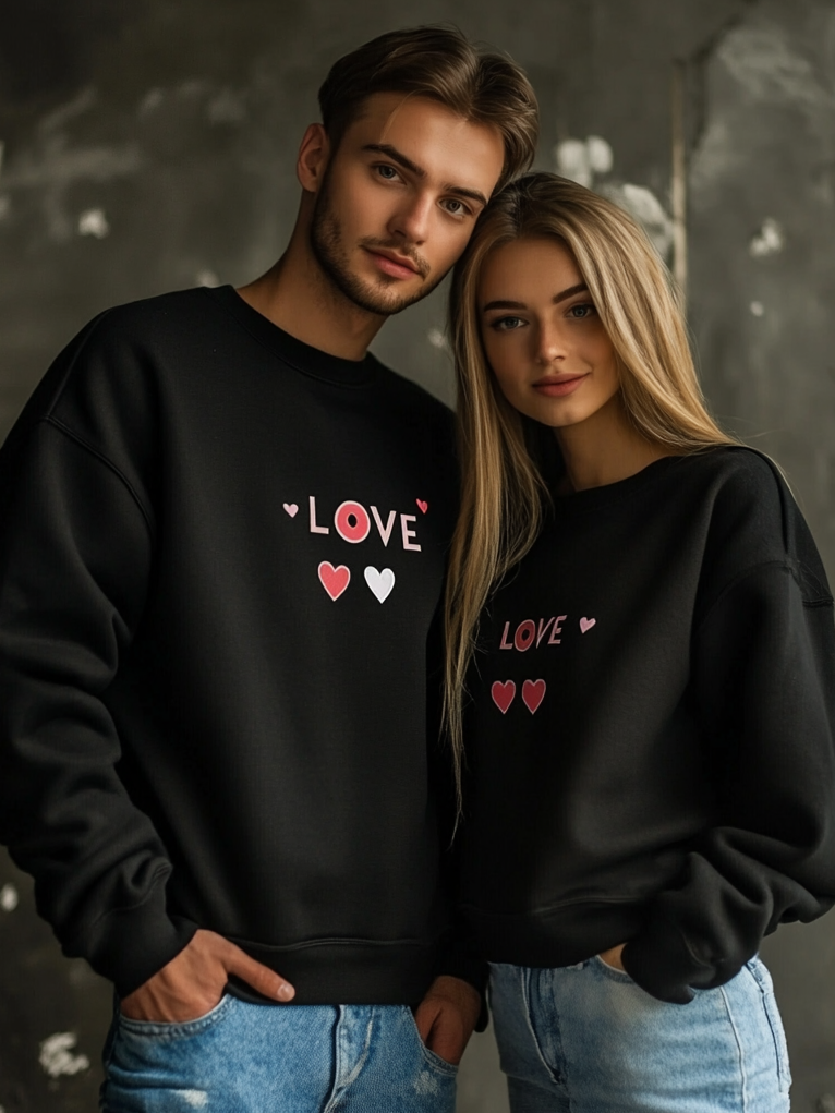 Unisex Casual Loose Valentine's Day Crew Neck Sweatshirt