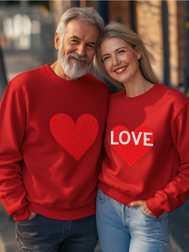 Unisex Casual Loose Valentine's Day Crew Neck Sweatshirt