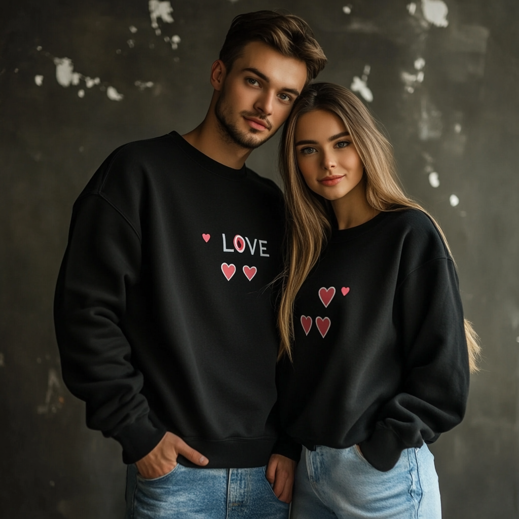 Unisex Casual Loose Valentine's Day Crew Neck Sweatshirt