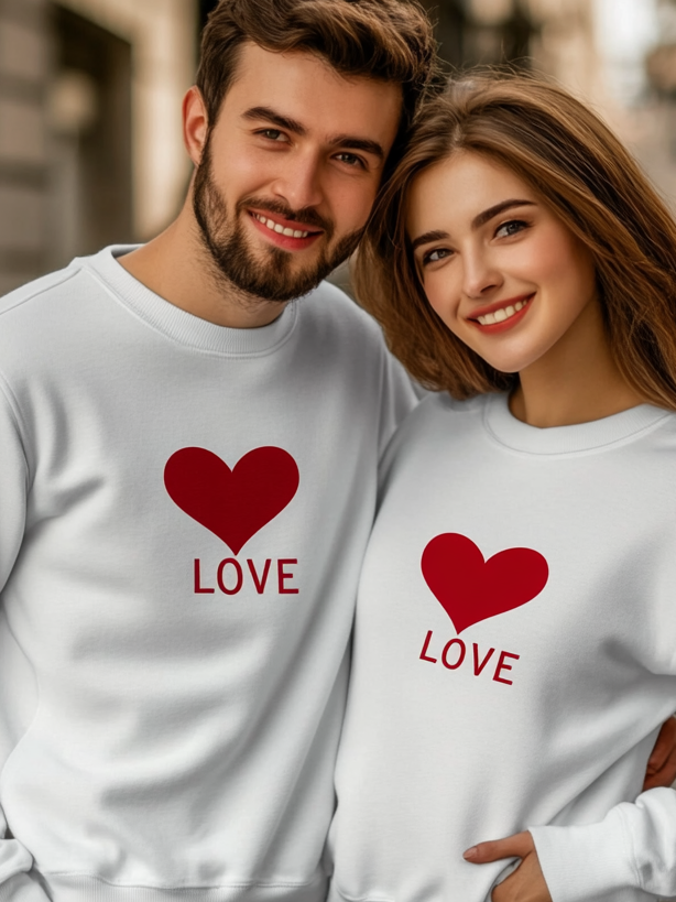 Unisex Casual Loose Valentine's Day Crew Neck Sweatshirt