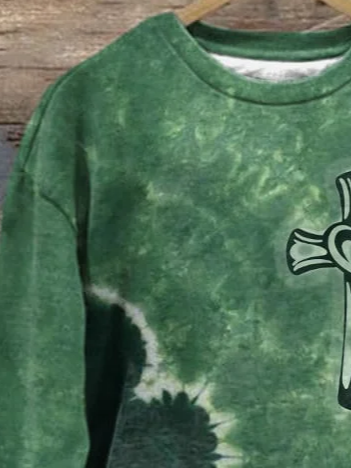 Women's Faith St. Patrick's Day Casual Crew Neck Loose Sweatshirt