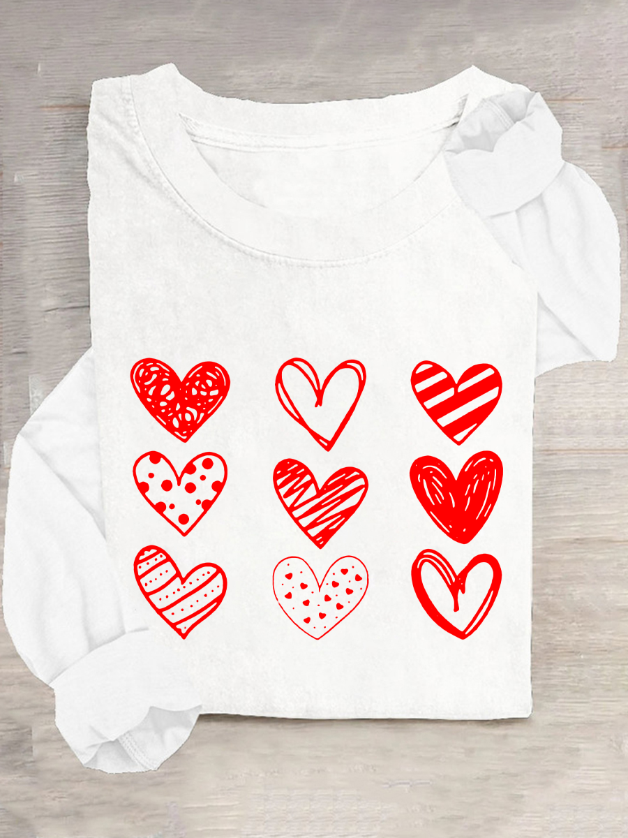 Womens Valentines Hearts , Valentine's Day Casual Long Sleeve Shirt