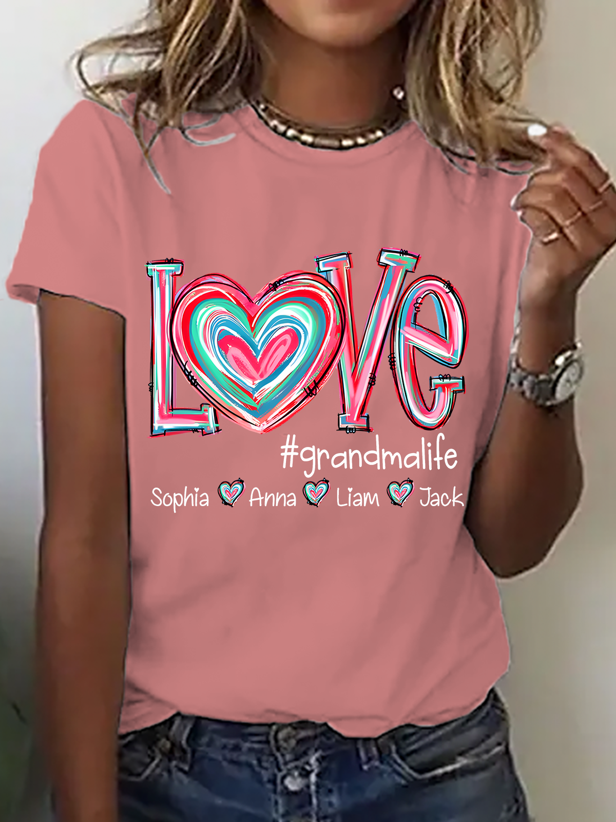 Love Grandma Life Cotton T-Shirt