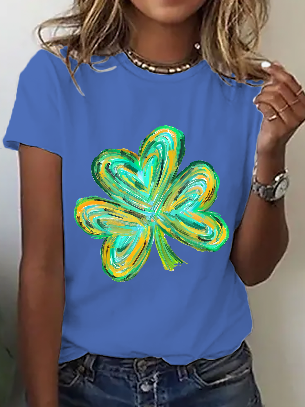 Colorful Clover St Patrick's Day Cotton T-Shirt