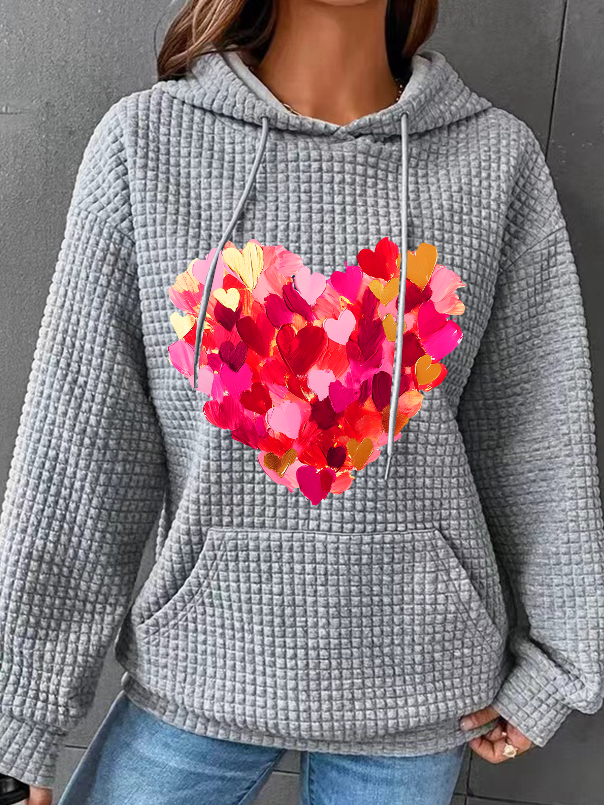 Valentine Day Heart Simple Loose Hoodie