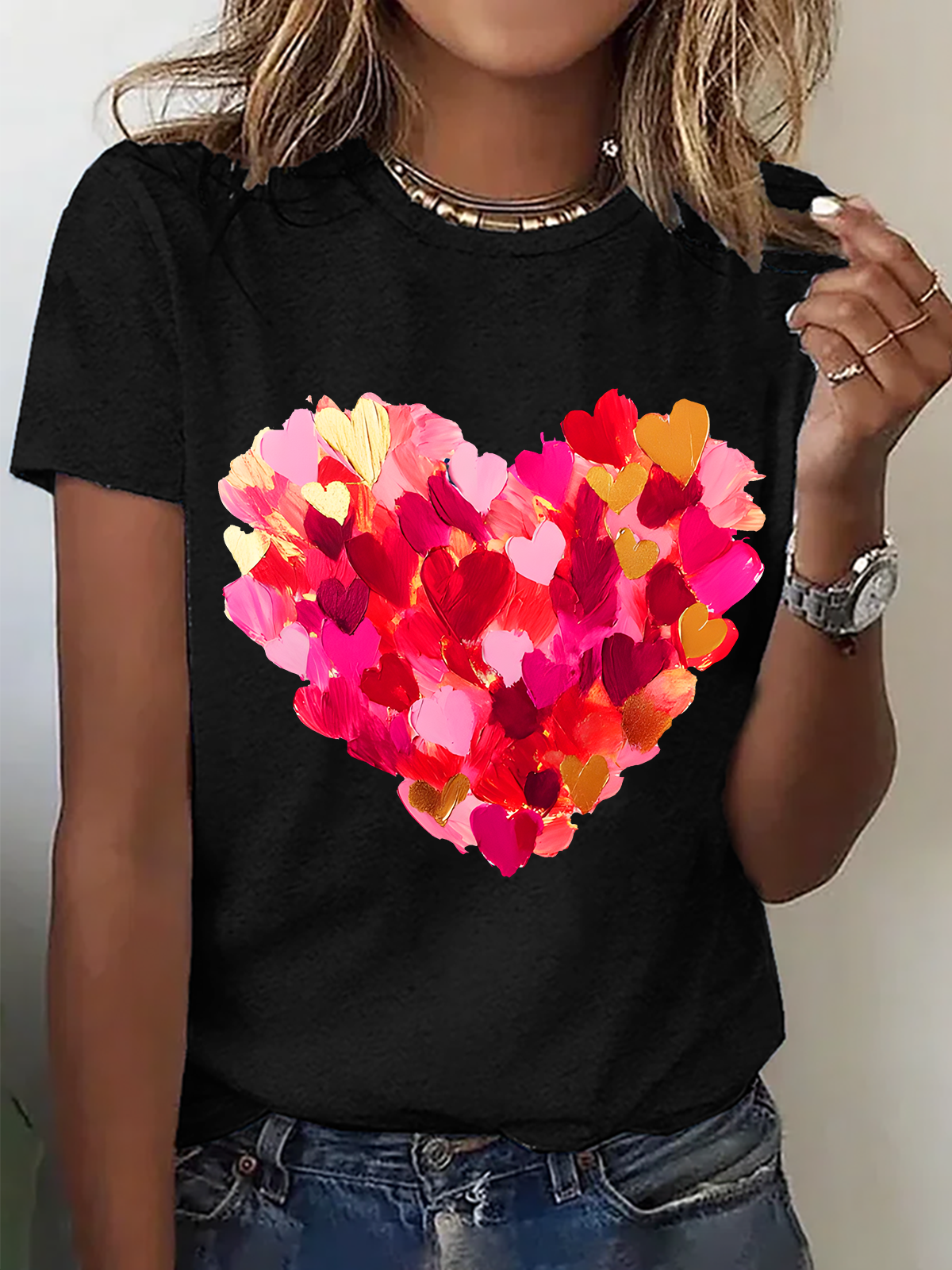 Valentine Day Heart Cotton T-Shirt