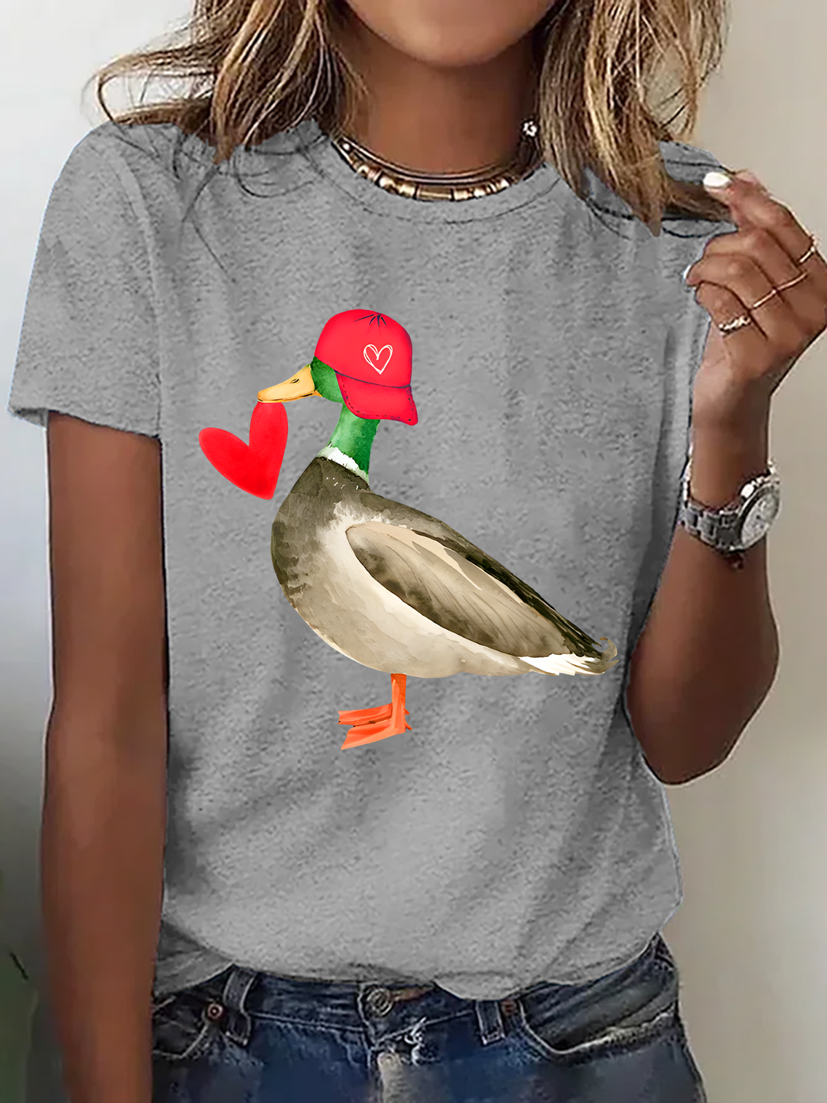 Valentine Mallard Duck Cotton T-Shirt