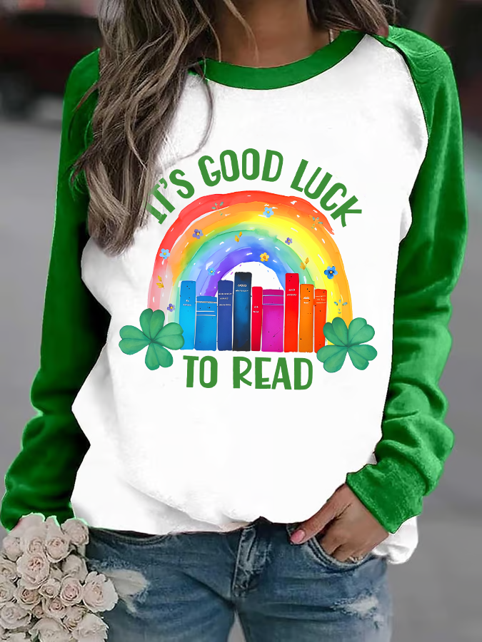 Women'S St. Patrick's Day Crew Neck Casual Loose Text Letters Sweatshirt