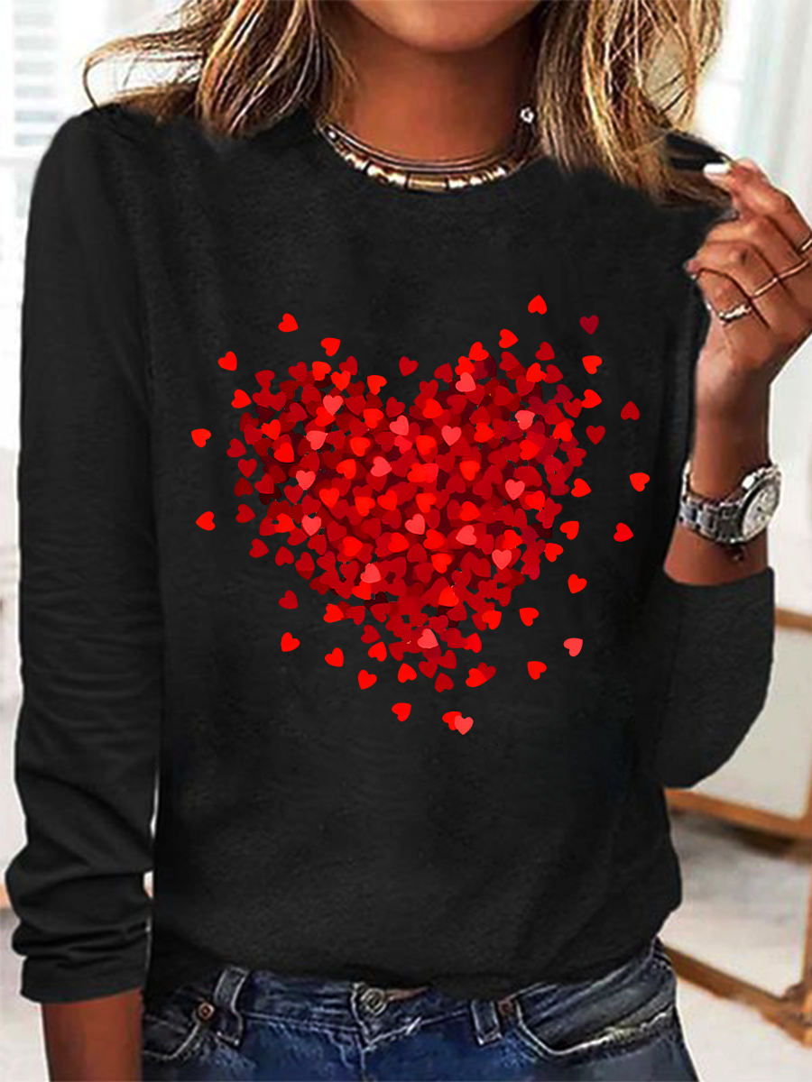 Let Love Fill Your Heart Casual Long Sleeve Shirt