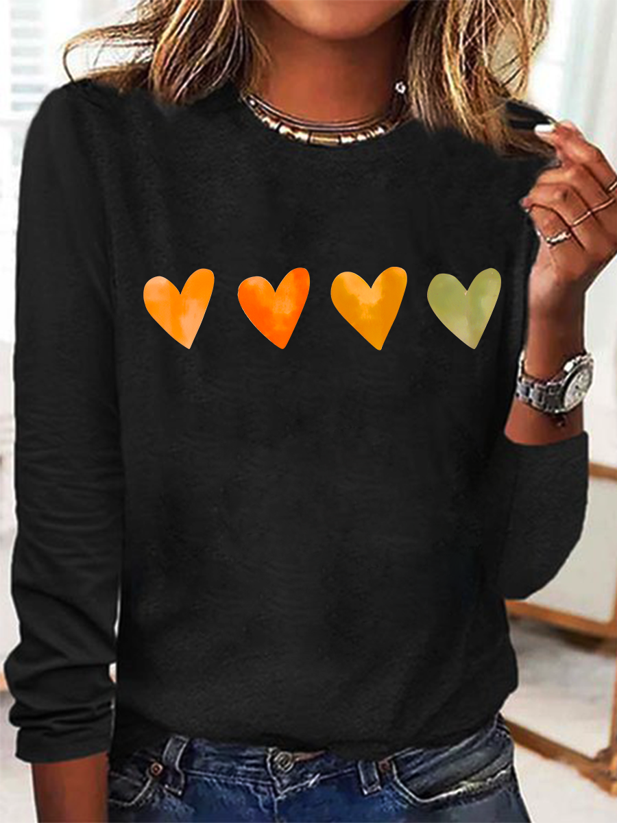 Cute Watercolor Heart, Valentine's Day Casual Long Sleeve Shirt