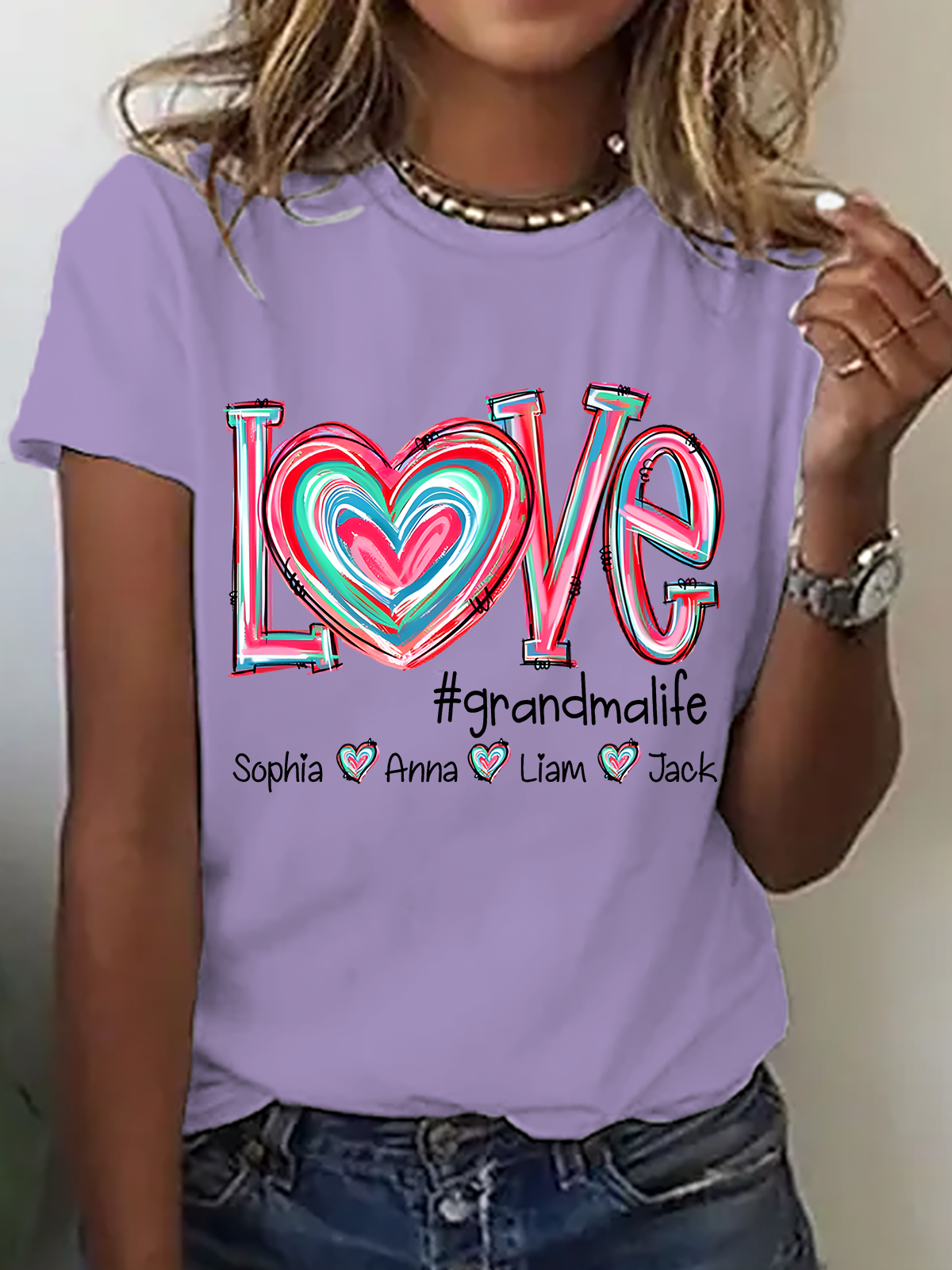 Love Grandma Life Cotton T-Shirt