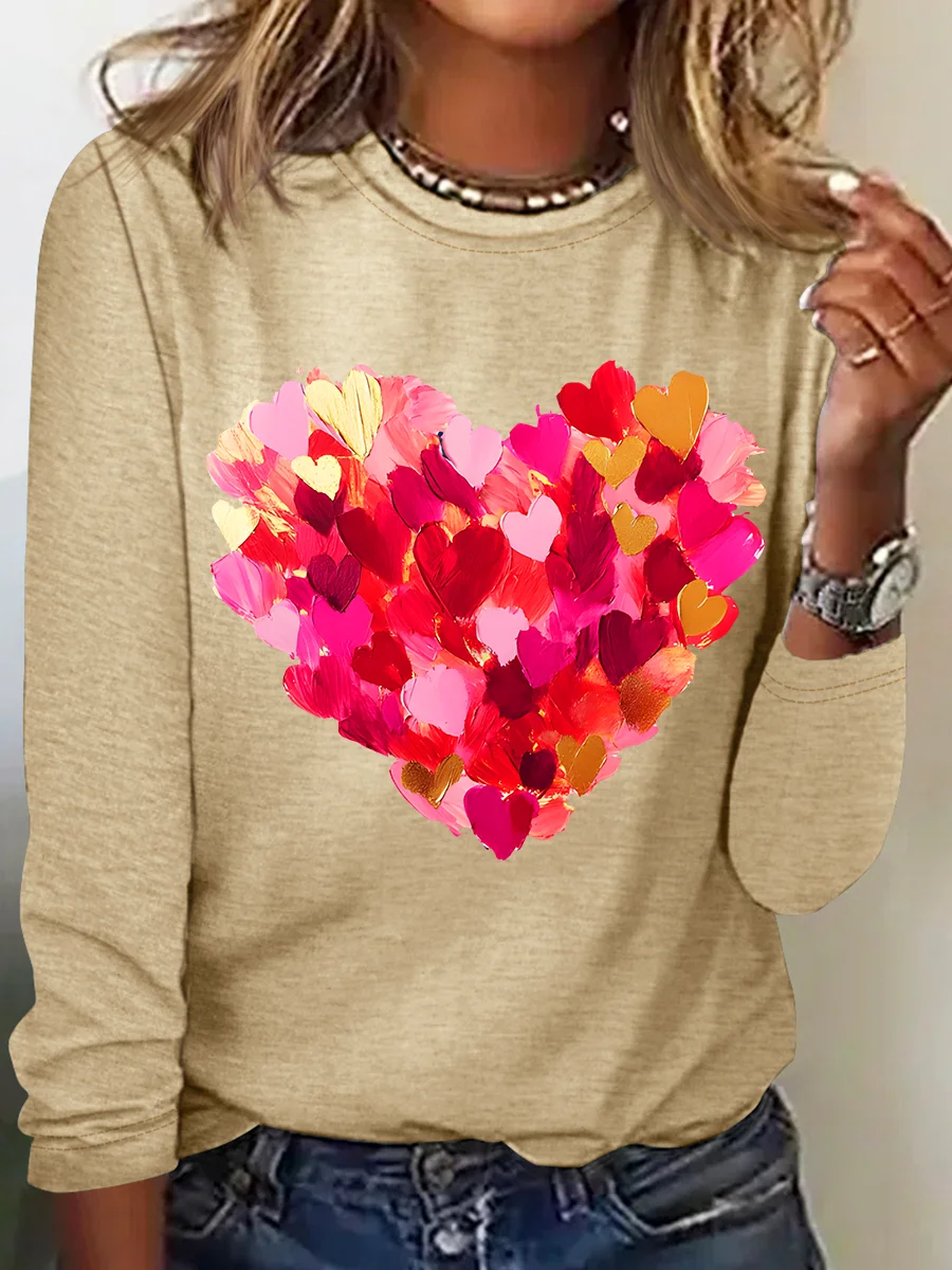 Valentine Day Heart Casual Long Sleeve Shirt