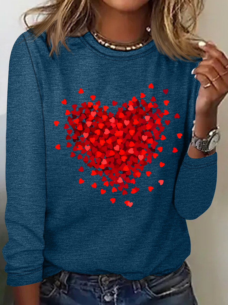 Let Love Fill Your Heart Casual Long Sleeve Shirt