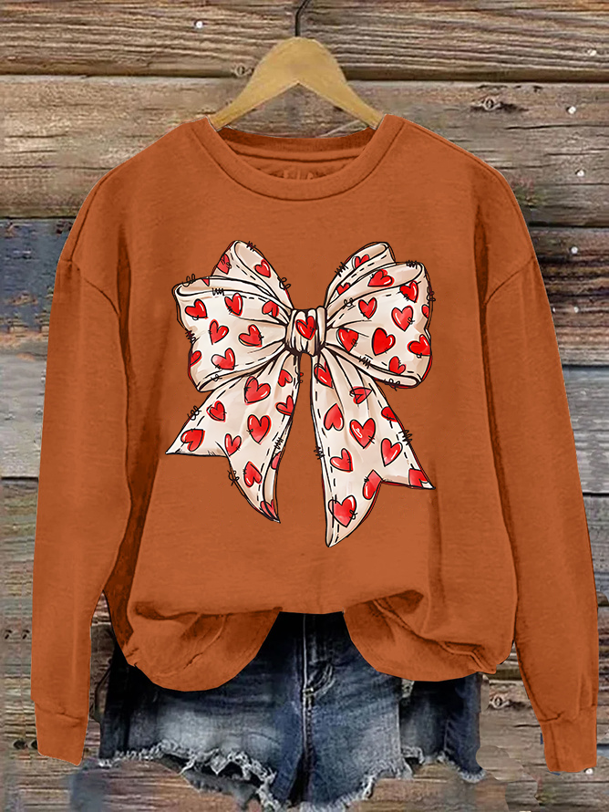 Valentine's Day Coquette Bow Hearts Casual Sweatshirt