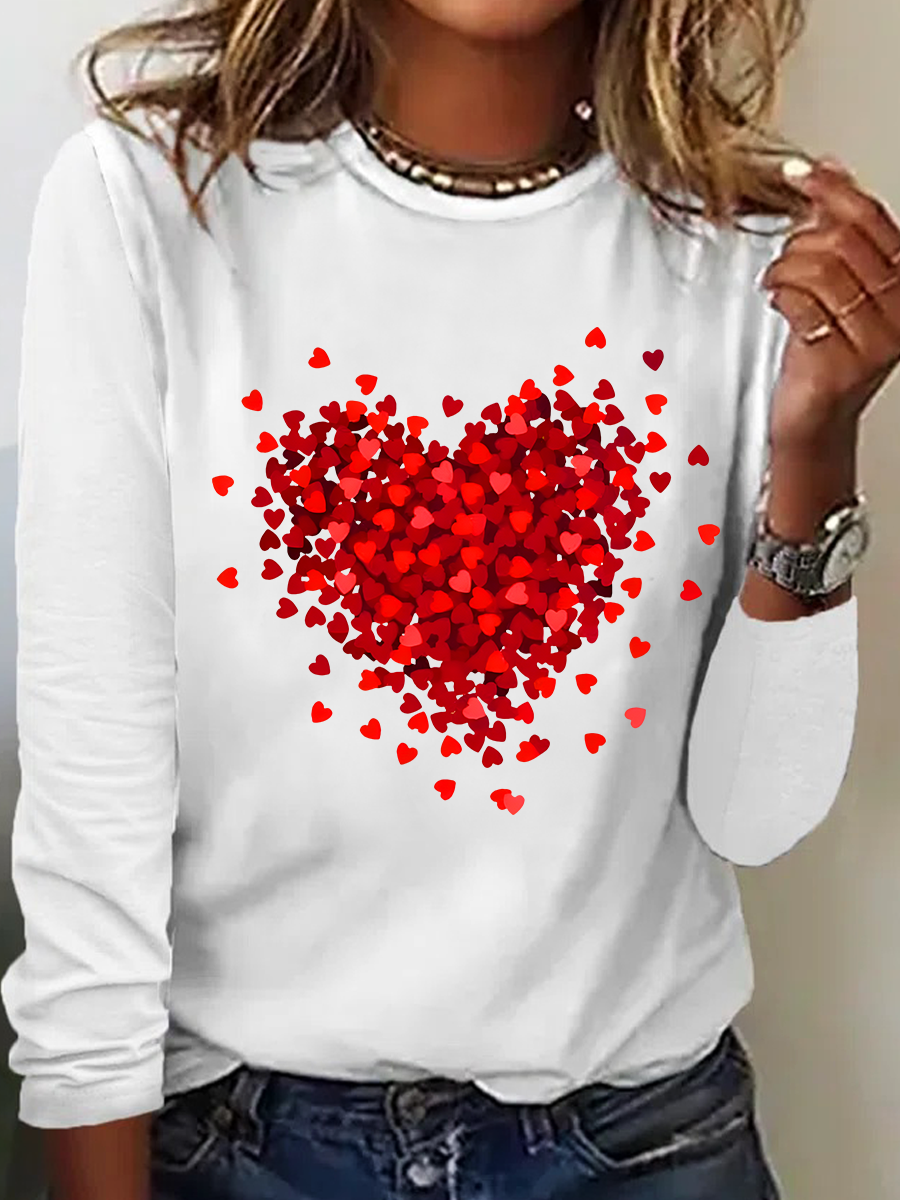 Let Love Fill Your Heart Casual Long Sleeve Shirt