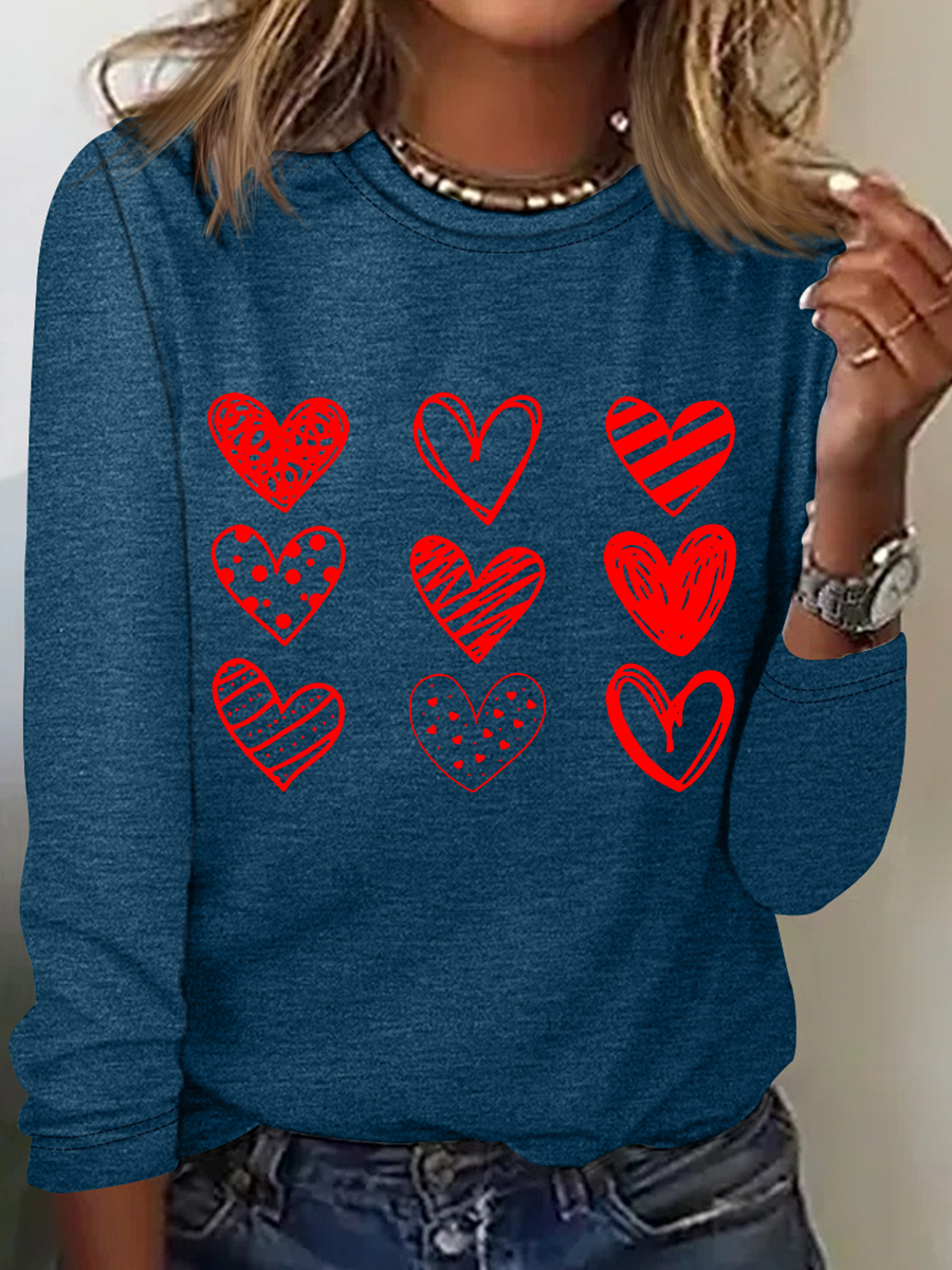 Womens Valentines Hearts , Valentine's Day Casual Long Sleeve Shirt