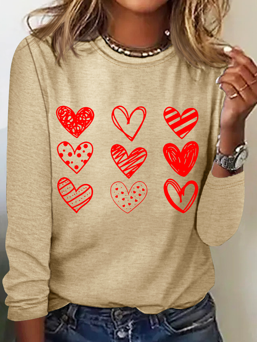 Womens Valentines Hearts , Valentine's Day Casual Long Sleeve Shirt