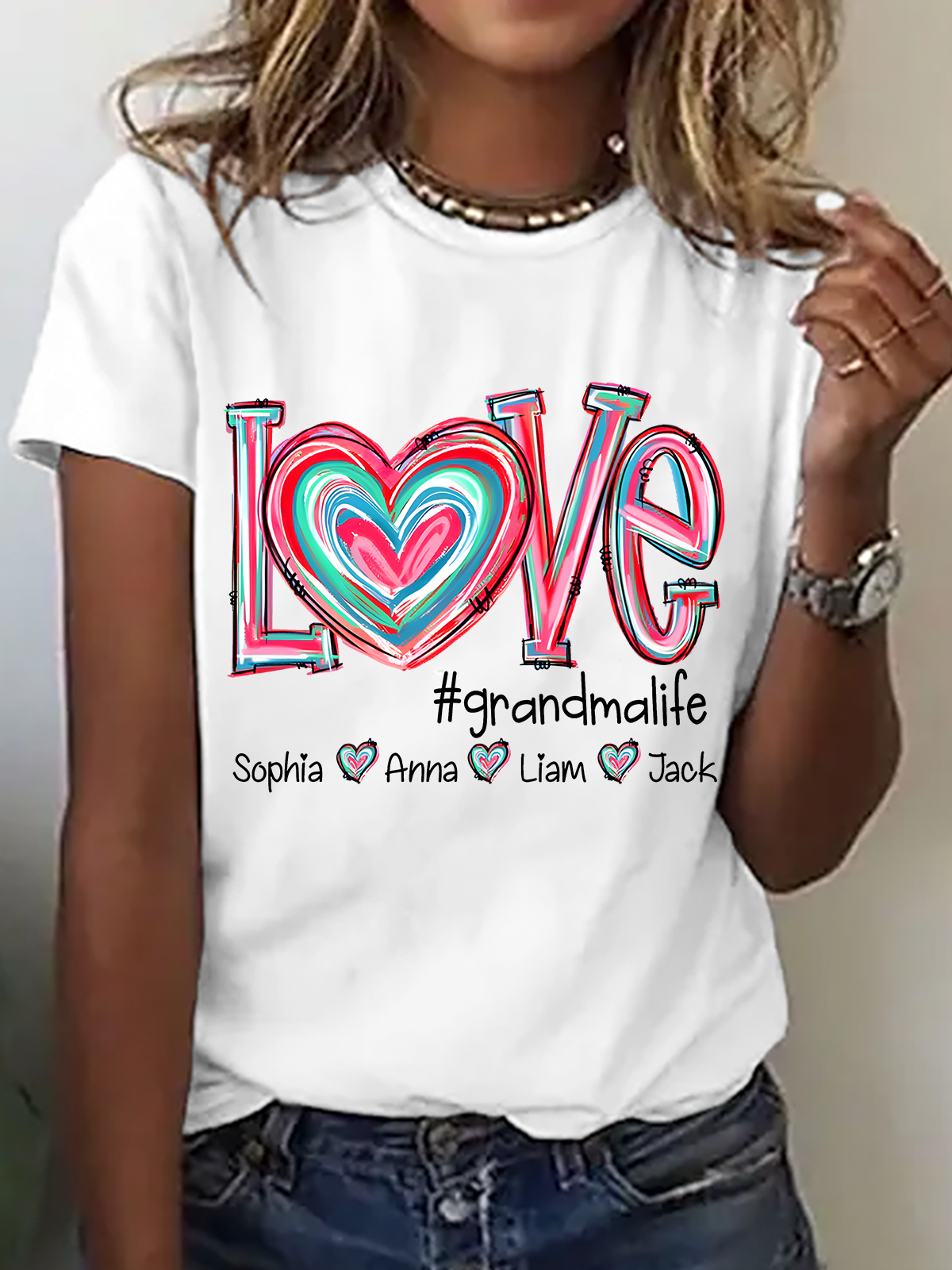 Love Grandma Life Cotton T-Shirt