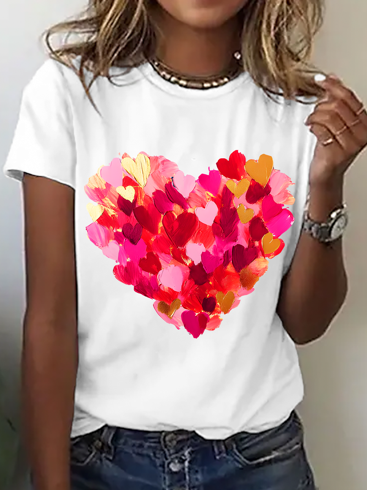 Valentine Day Heart Cotton T-Shirt