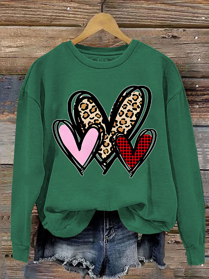 3 Doodle Heart Valentines Casual Sweatshirt