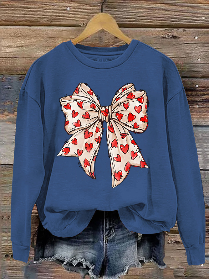 Valentine's Day Coquette Bow Hearts Casual Sweatshirt