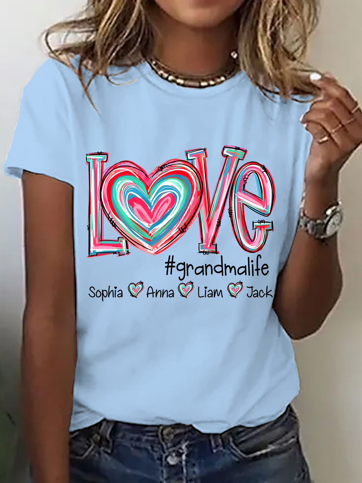 Love Grandma Life Cotton T-Shirt