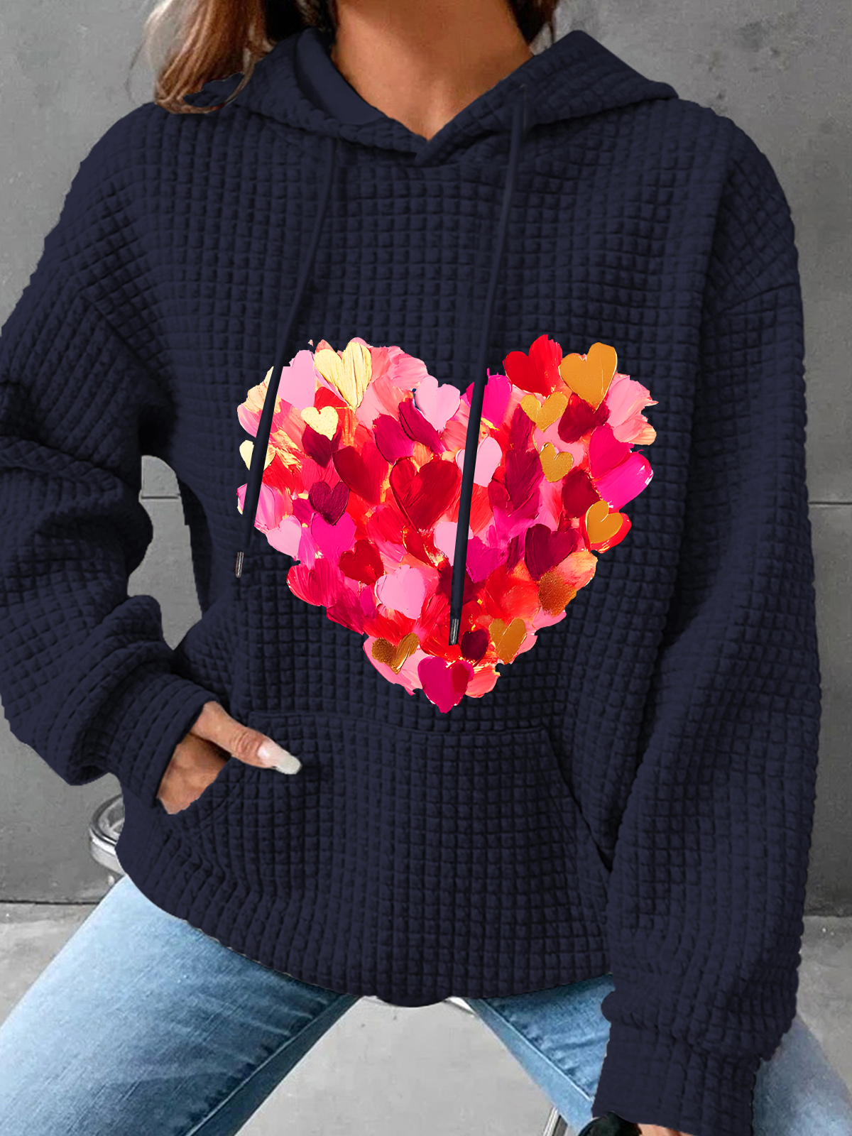 Valentine Day Heart Simple Loose Hoodie