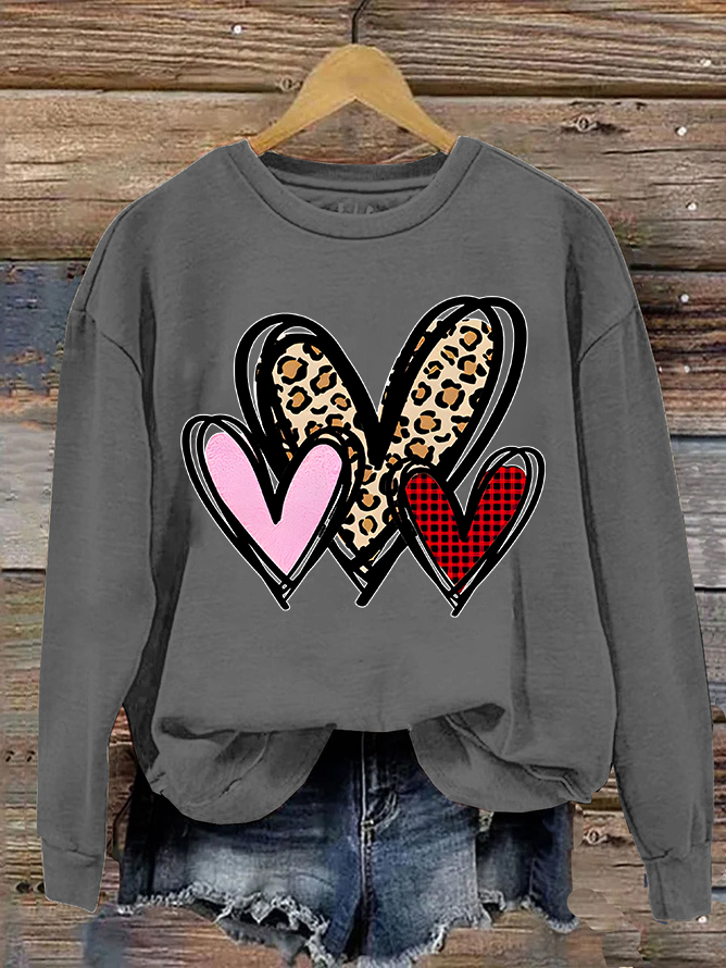 3 Doodle Heart Valentines Casual Sweatshirt