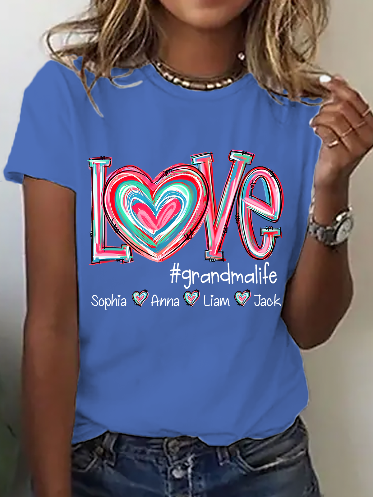 Love Grandma Life Cotton T-Shirt