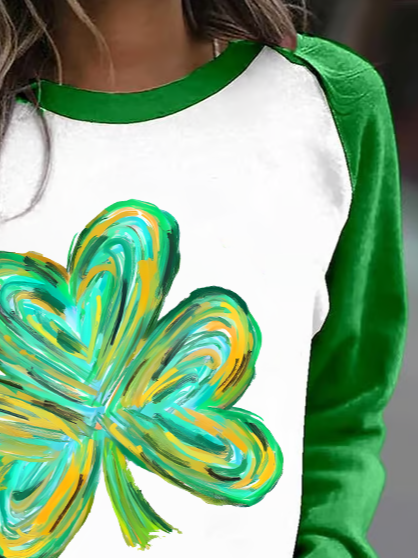 Women'S St. Patrick's Day Shamrock Crew Neck Casual Sweatshirt