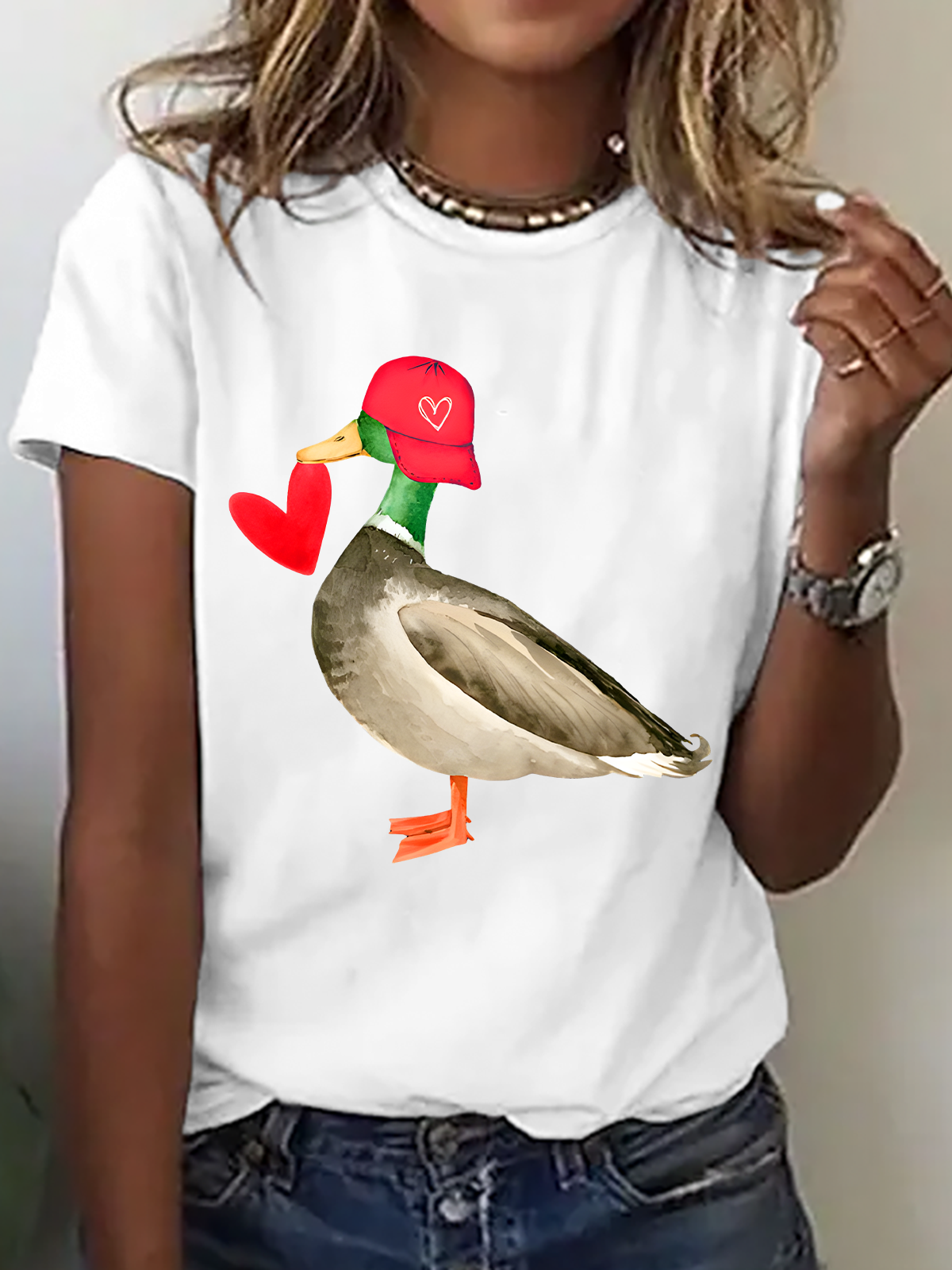 Valentine Mallard Duck Cotton T-Shirt