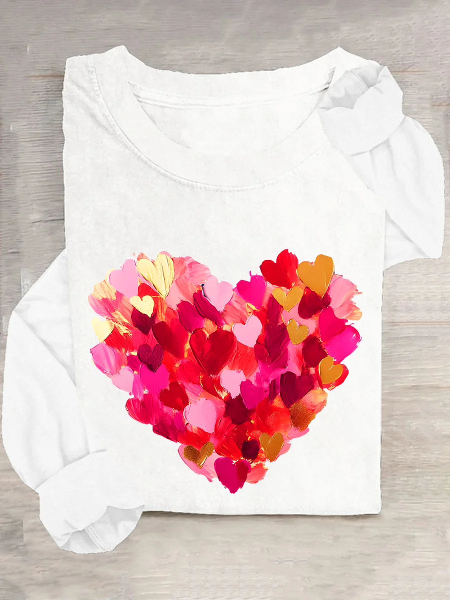 Valentine Day Heart Casual Long Sleeve Shirt