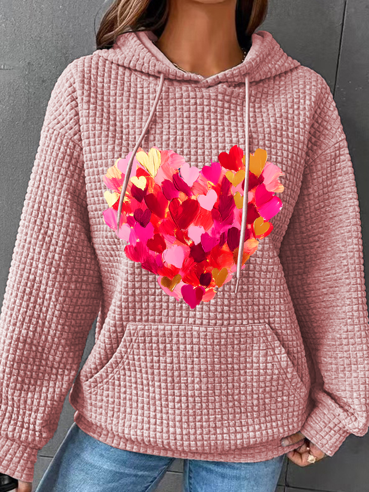 Valentine Day Heart Simple Loose Hoodie