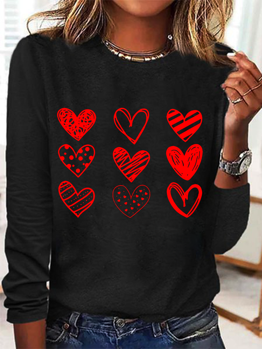 Womens Valentines Hearts , Valentine's Day Casual Long Sleeve Shirt