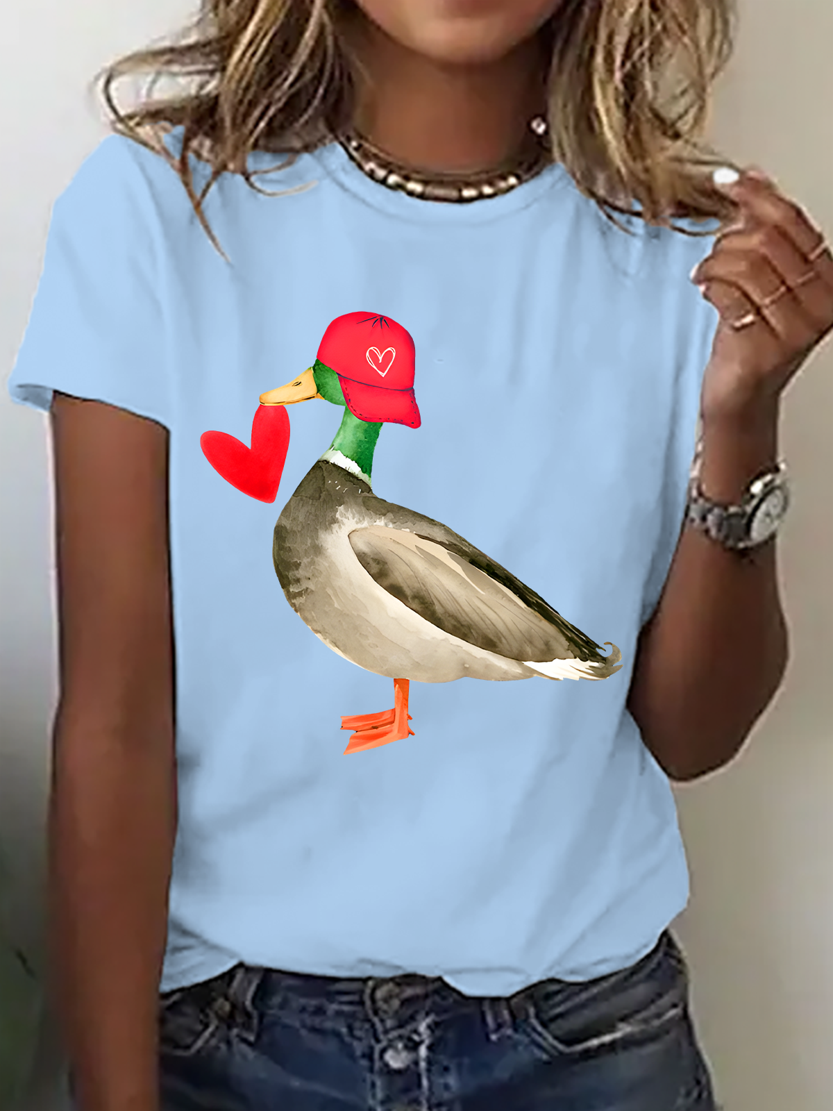 Valentine Mallard Duck Cotton T-Shirt