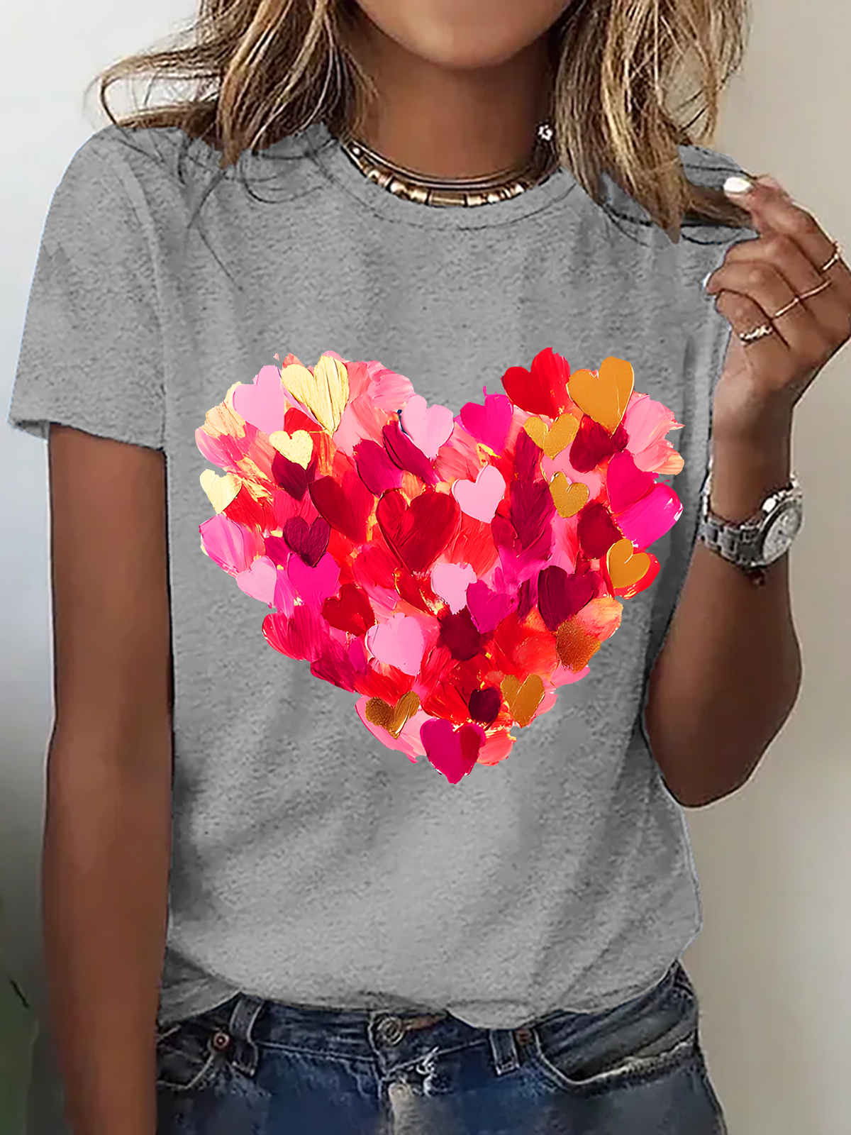 Valentine Day Heart Cotton T-Shirt