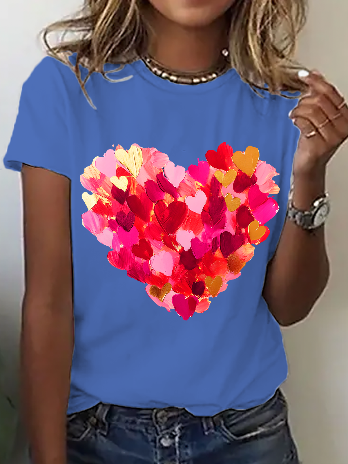 Valentine Day Heart Cotton T-Shirt