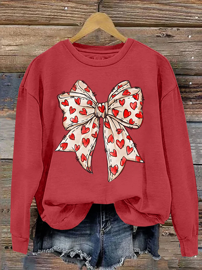 Valentine's Day Coquette Bow Hearts Casual Sweatshirt