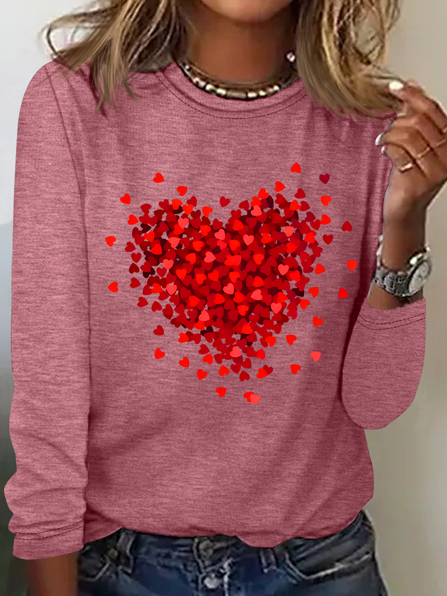 Let Love Fill Your Heart Casual Long Sleeve Shirt