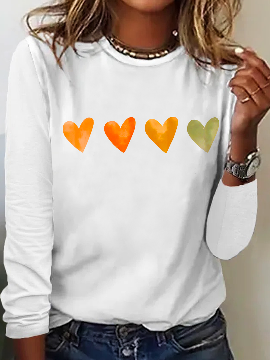 Cute Watercolor Heart, Valentine's Day Casual Long Sleeve Shirt