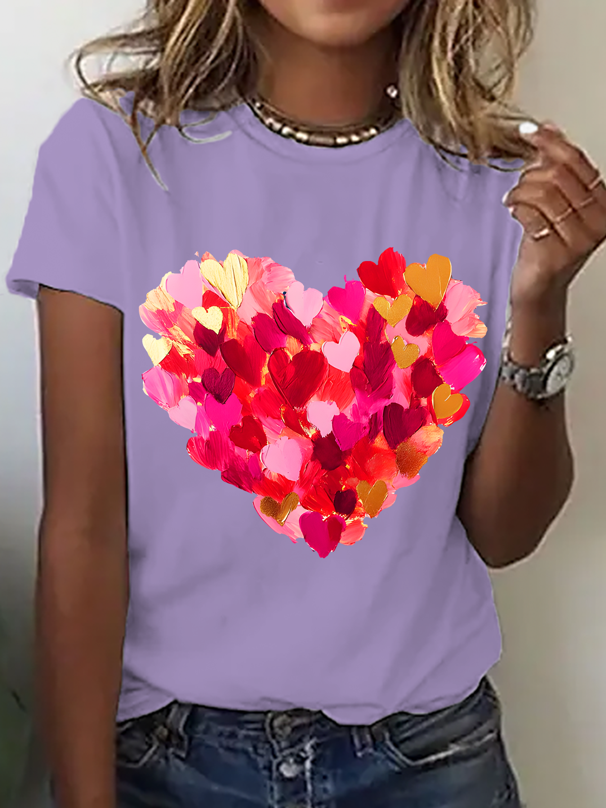 Valentine Day Heart Cotton T-Shirt