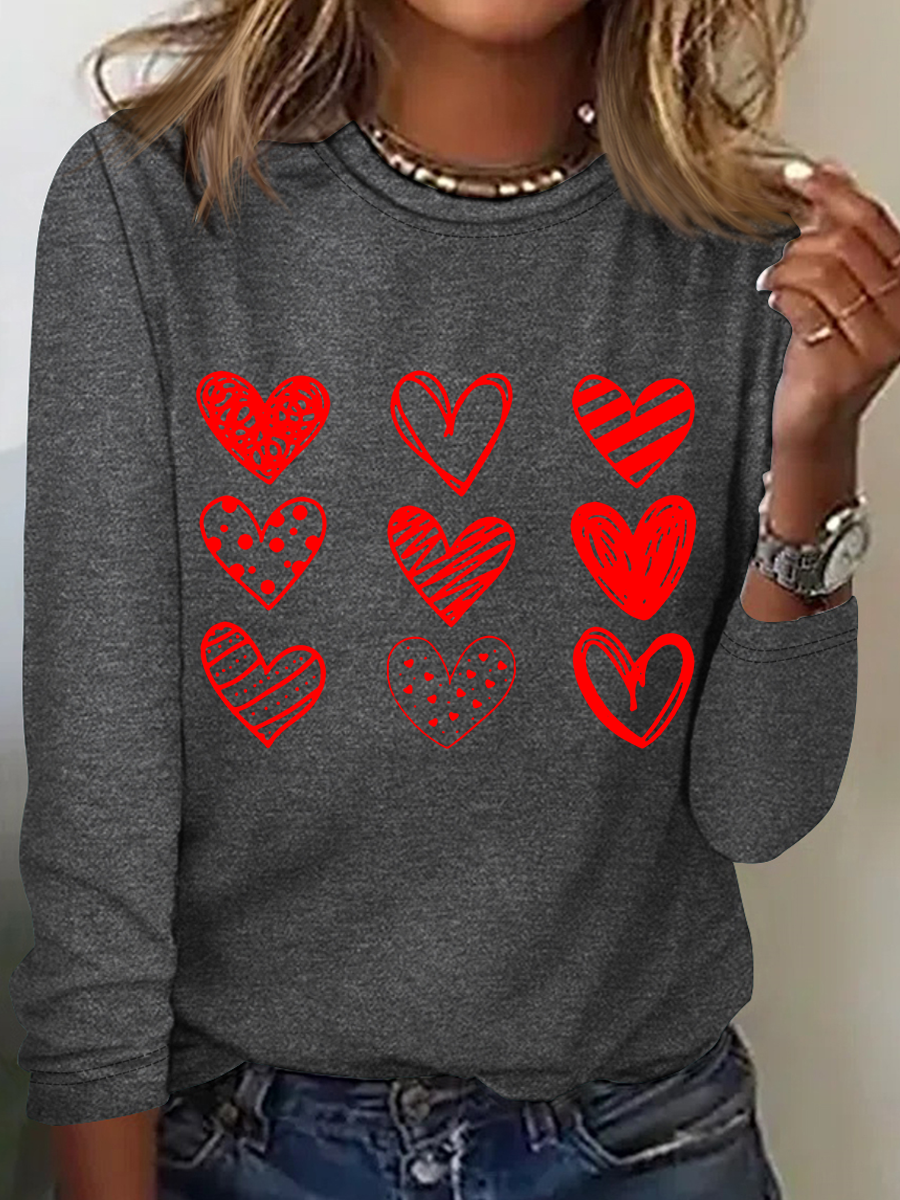 Womens Valentines Hearts , Valentine's Day Casual Long Sleeve Shirt