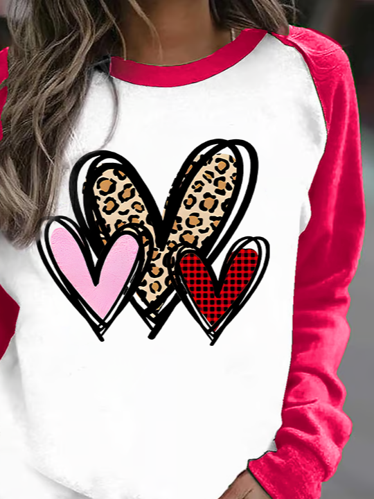 Women Casual Crew Neck Loose Valentine's Day Sweatshirt